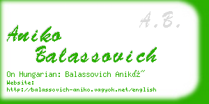 aniko balassovich business card